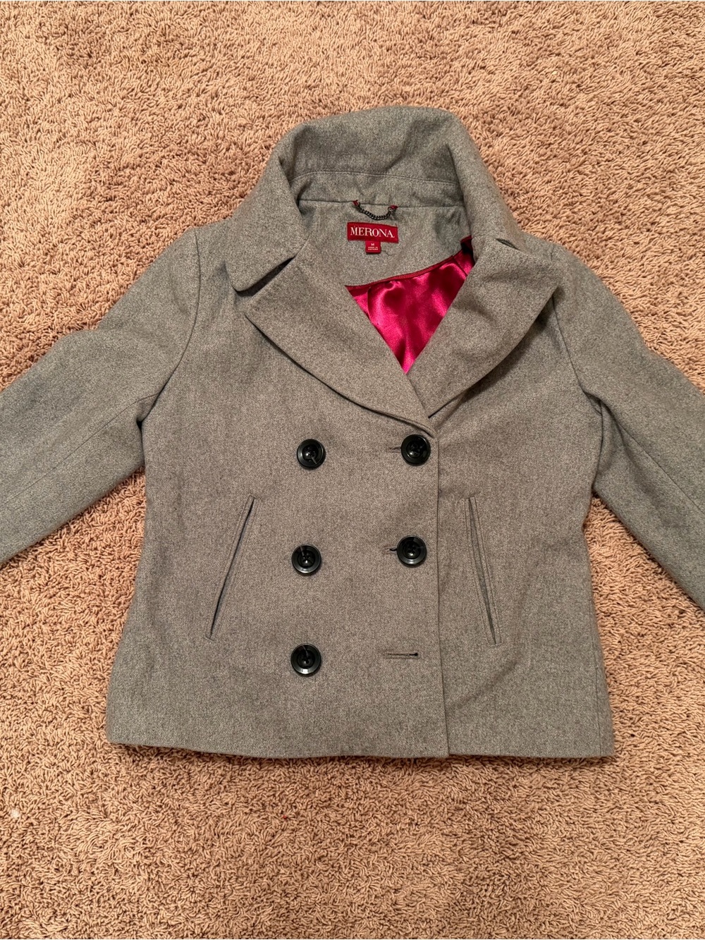 Merona Ladies’ Gray Double-Breasted Peacoat